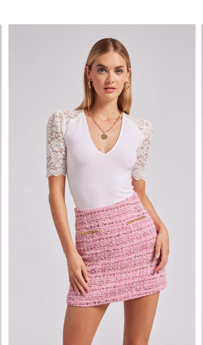 Kathleen Lace Combo Top - White >> Shop Now