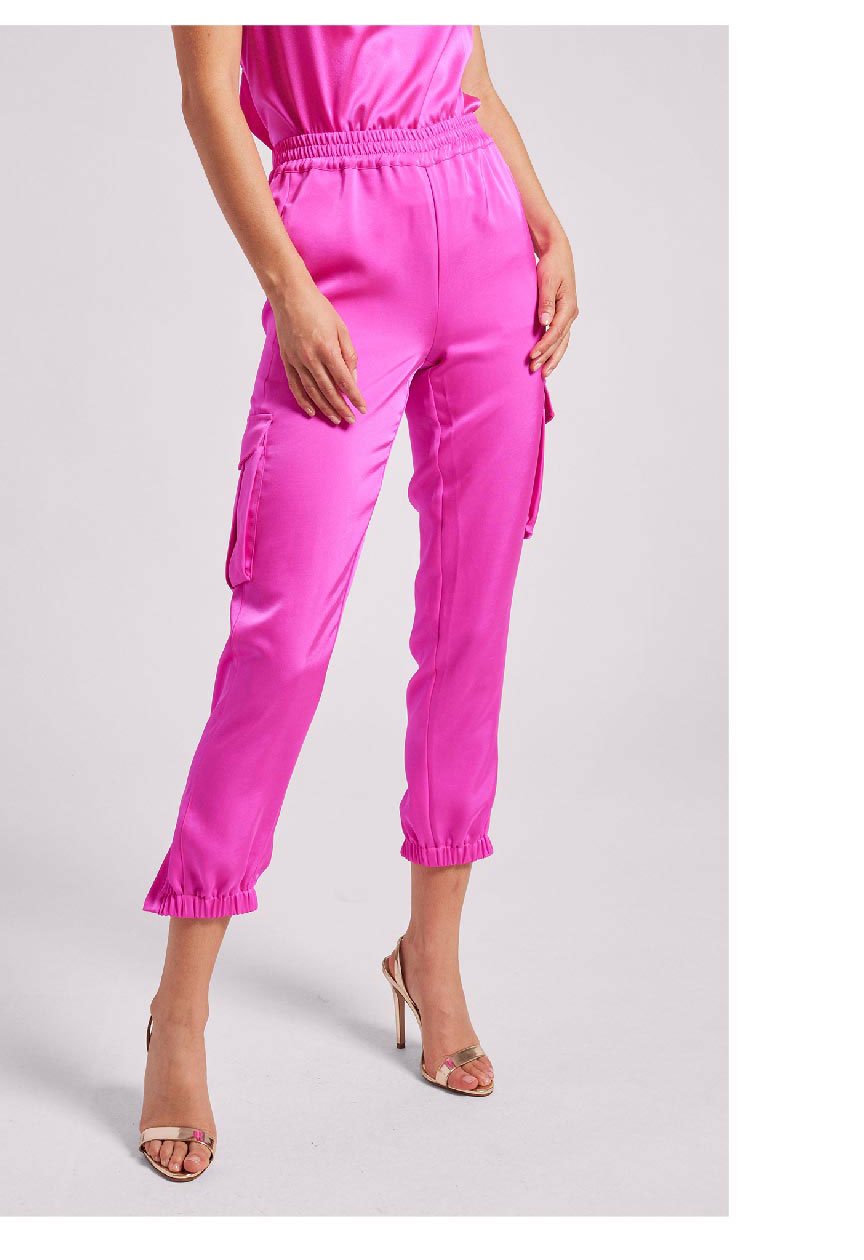 Chandra Satin Jogger - Hot Pink >> Shop Now