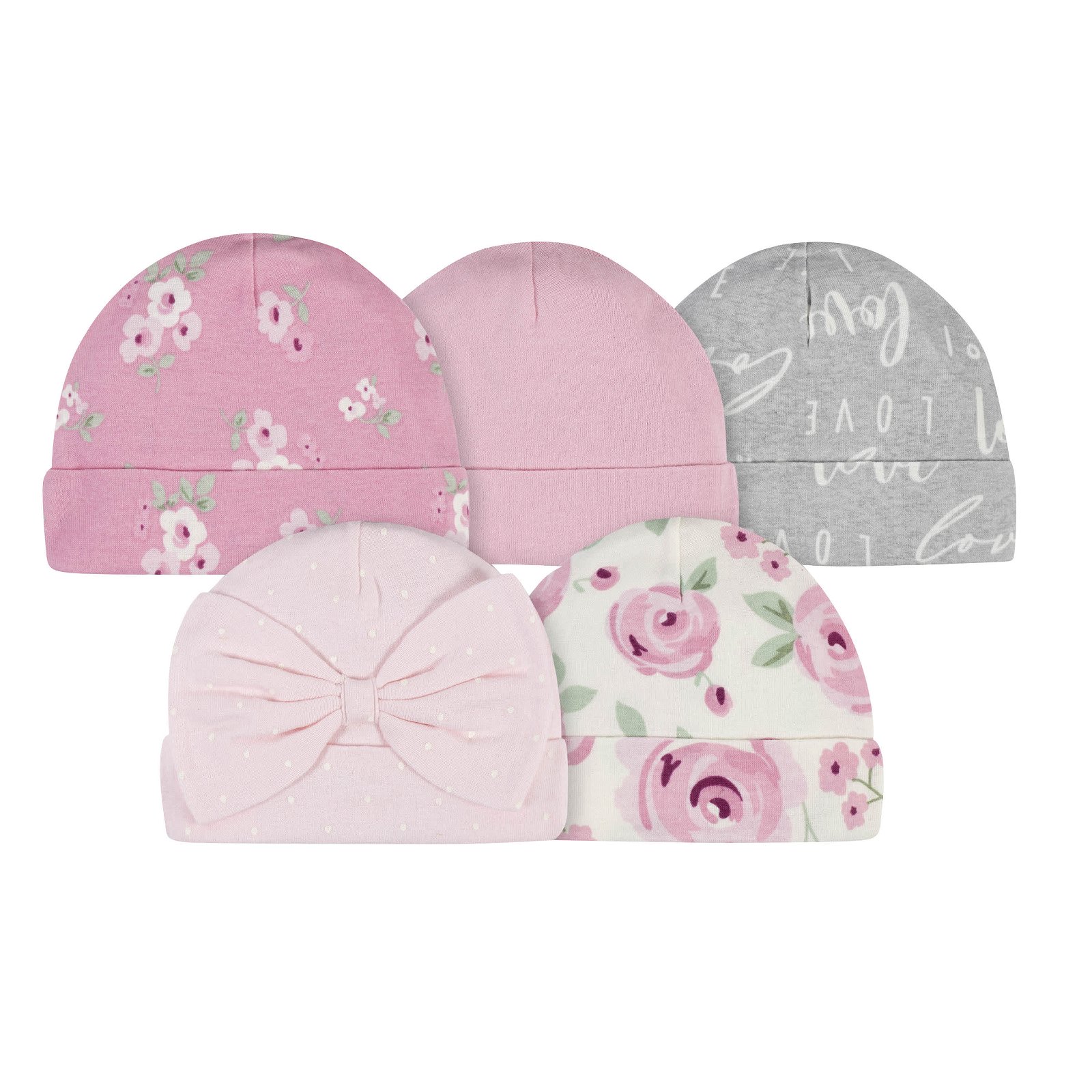 Image of 5-Pack Baby Girls Floral Caps