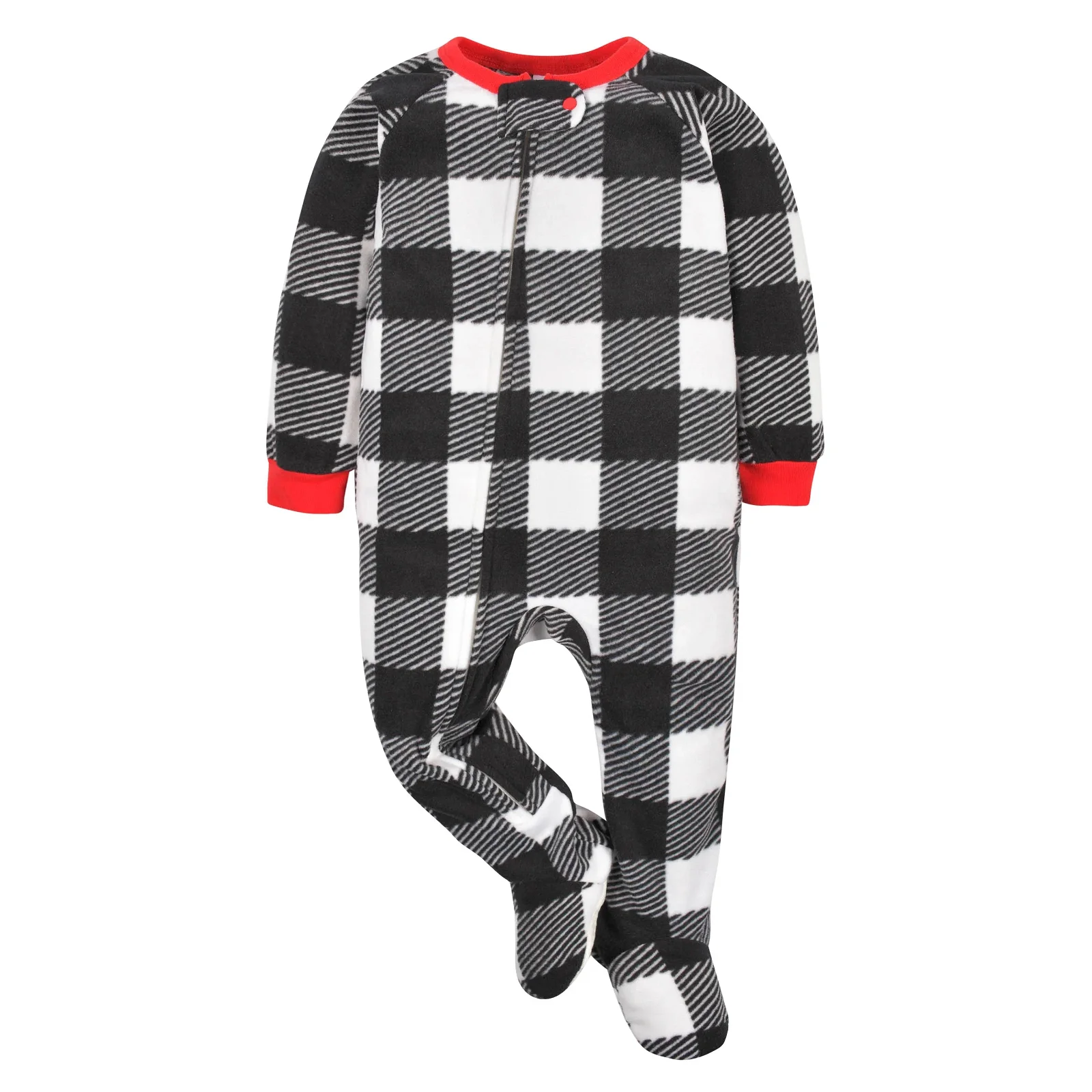 Image of Infant & Toddler Neutral Buffalo Plaid Fleece Pajamas
