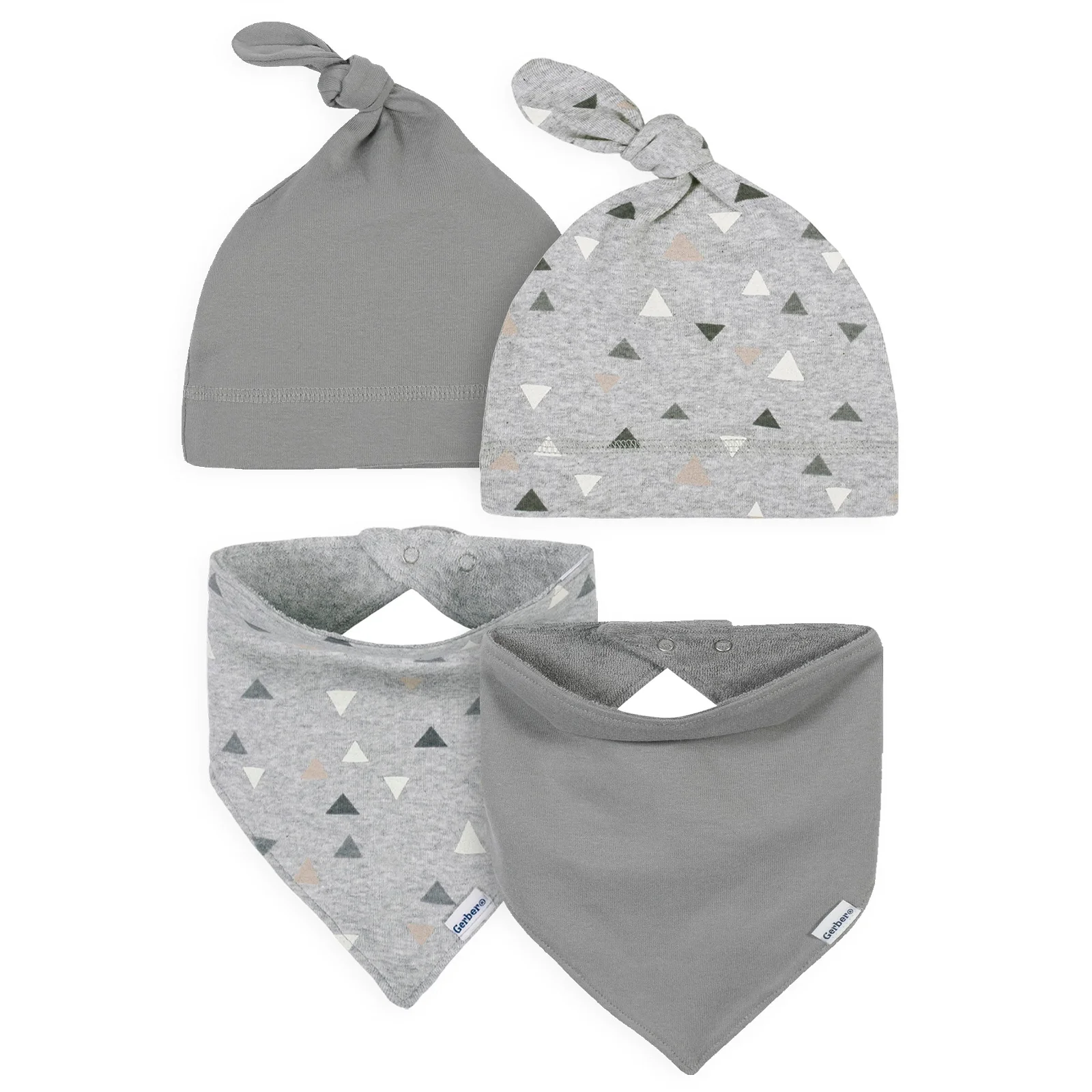 Image of 4-Piece Baby Boys Triangle Caps and Bibs Set