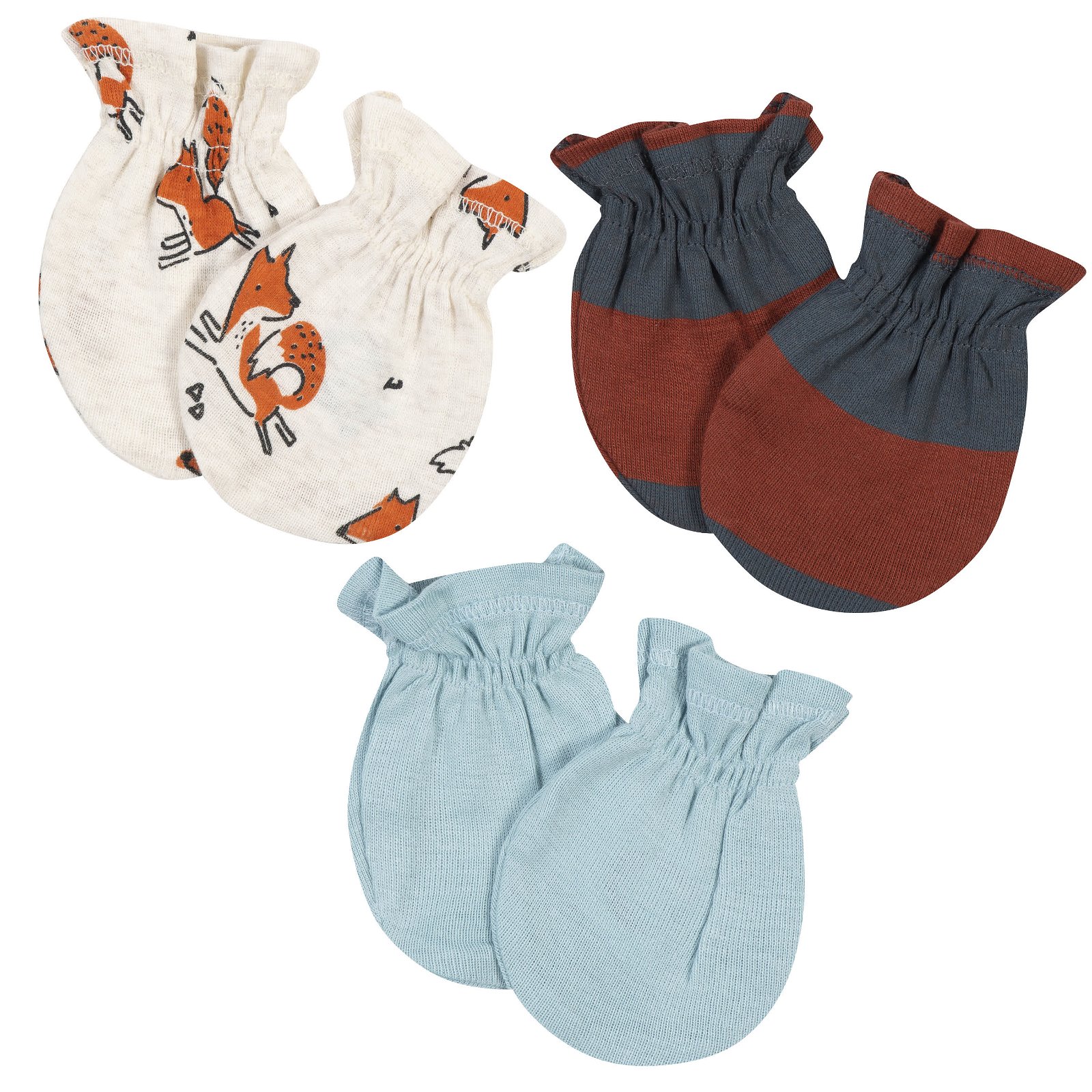 Image of 3-Pack Baby Boys Fox No Scratch Mittens