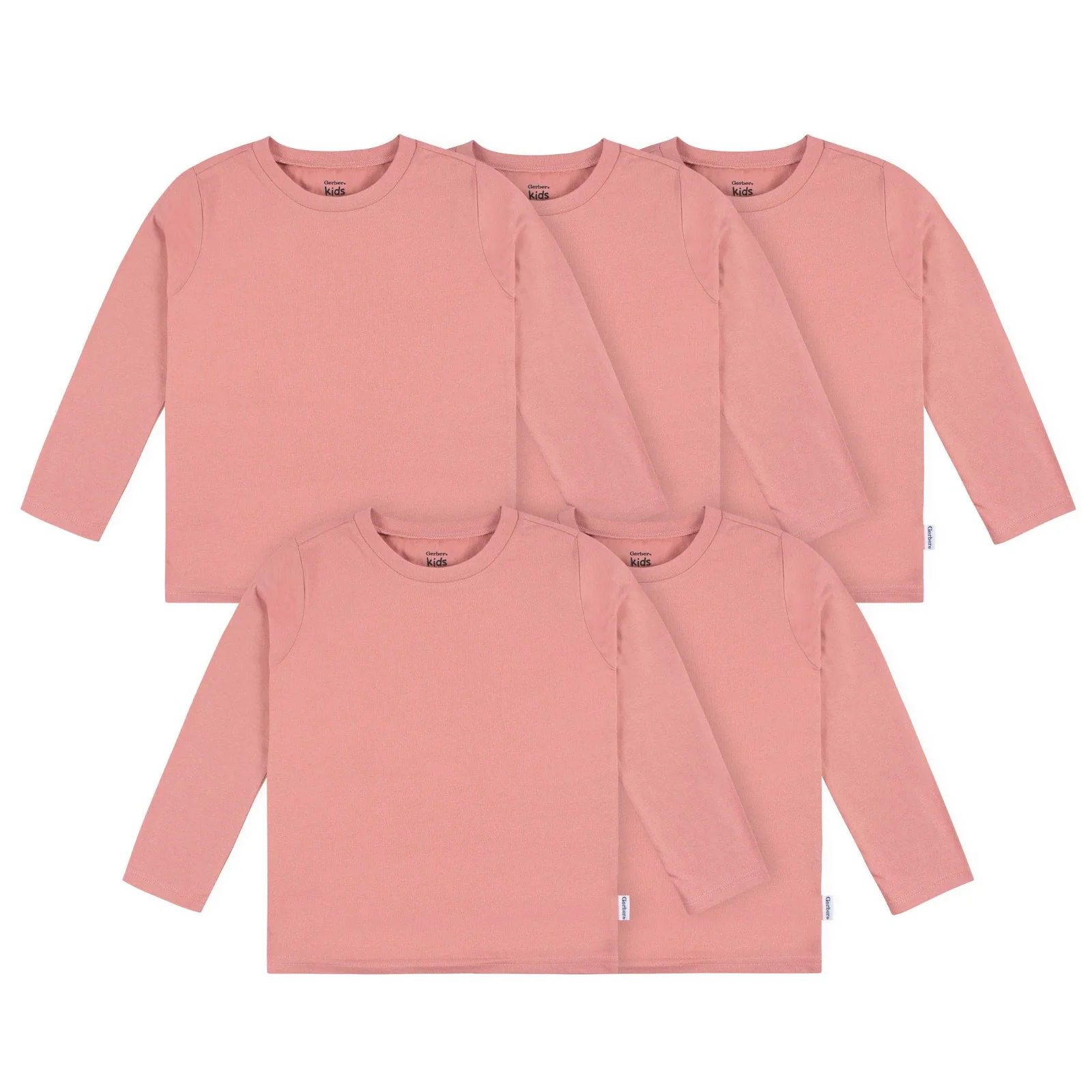 Image of 5-Pack Baby & Toddler Mauve Pink Premium Long Sleeve Tees
