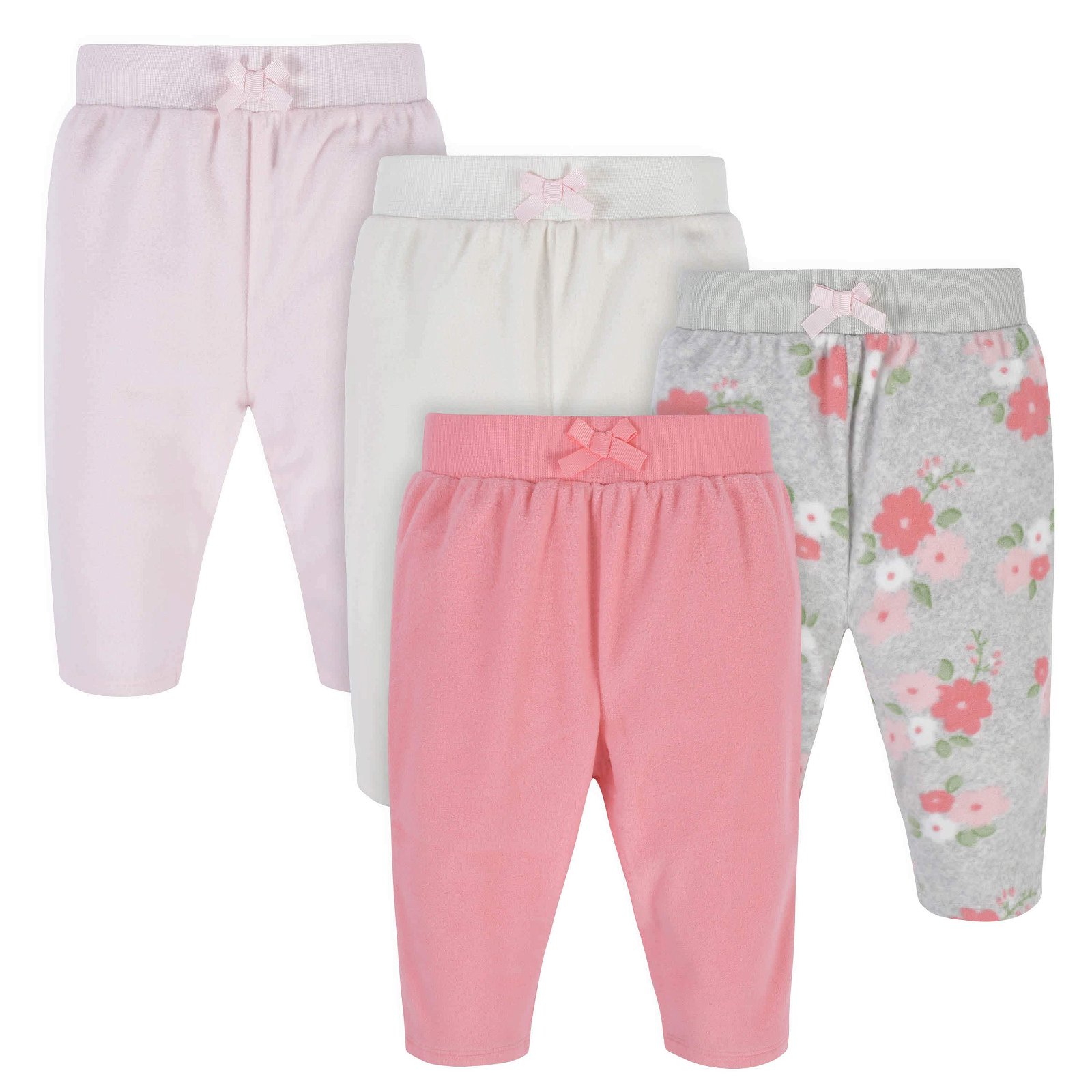 Image of 4-Pack Baby Girls Floral Microfleece Pants