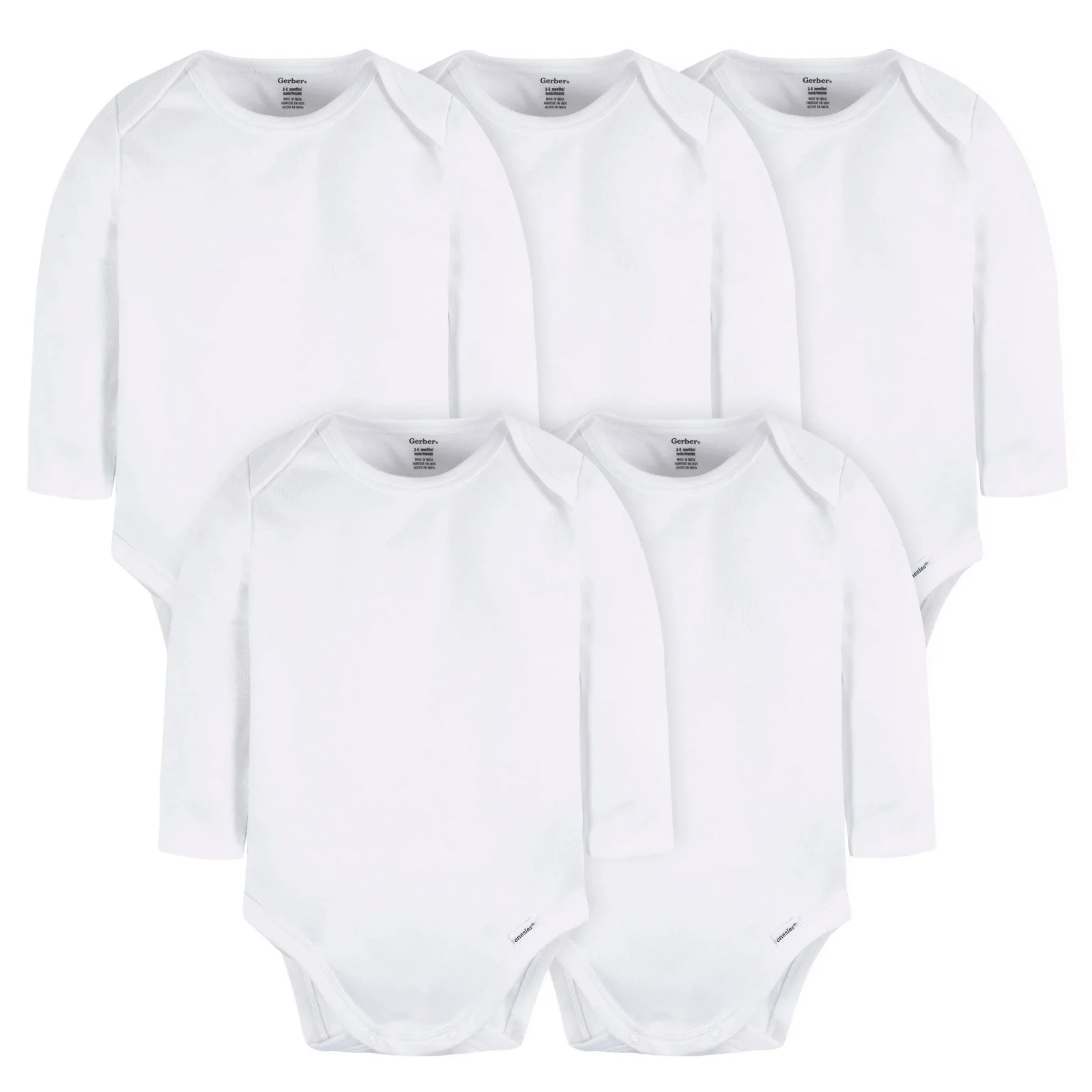 Image of 5-Pack Baby White Premium Long Sleeve Onesies® Bodysuits
