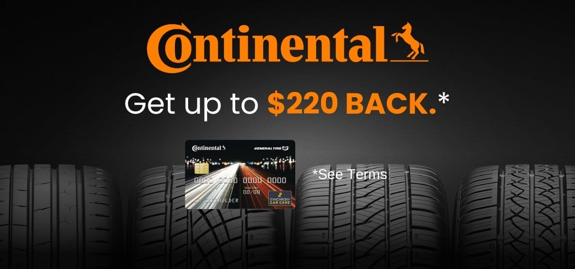 Get up to \\$220 back with Continental Tire Rebate November 2023