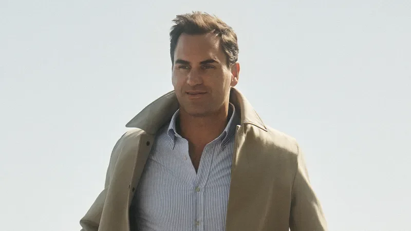 Image may contain: Roger Federer, Blazer, Clothing, Coat, Jacket, and Overcoat
