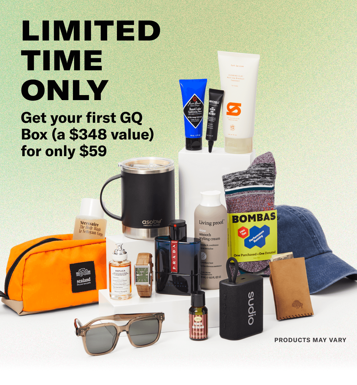 Limited Time Only. Get your first box (A \\$348+ Value) for only \\$59. Products may vary.