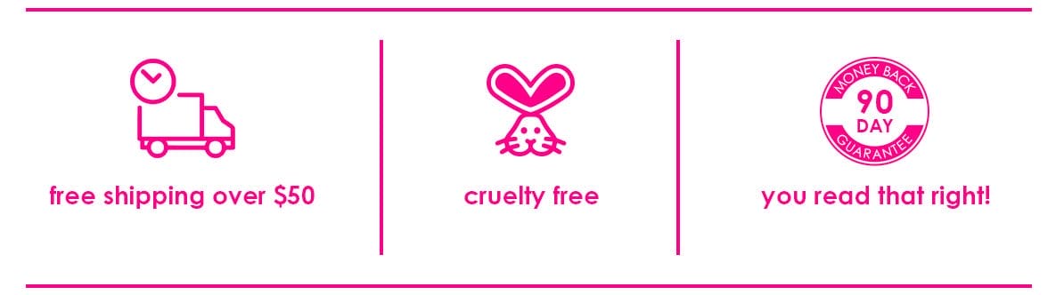 free shipping over \\$50 | cruelty free | you read that right