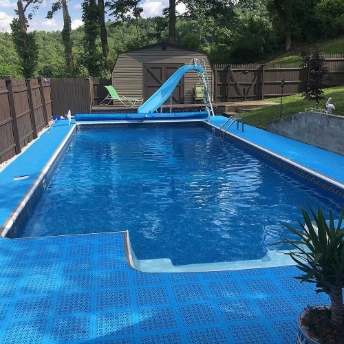 blue staylock tiles pool deck blue install