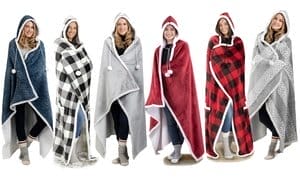 Luxury Super Soft Hoodie Sherpa-Lined Throw Blanket