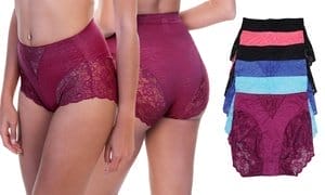 6-Pack Angelina High-Waist Briefs with Light-Control Lace Design