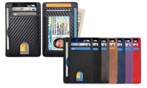 Slim Minimalist Front Pocket RFID Blocking Leather Wallets for Men Women