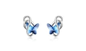 Sterling Silver butterfly Earrings with crystals from Swarovski