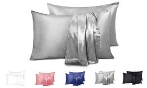 Satin Silk Pillowcase Set Pillow Covers Protector King/Queen 1 or 2 Pack