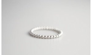 Italian 925 Sterling Silver Dainty Beaded Stackable Band Ring