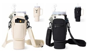 Water Bottle Carrier Bag with Pocket for Stanley 40oz with Adjustable Strap