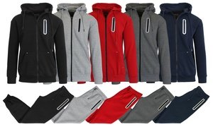 Men's Fleece-Lined Full-Zip Hoodie & Jogger 2-Piece Set (Multiple Styles) S-2XL