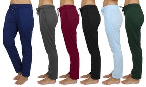 (3-Pack) Women's Breathable Lightweight Loose Fitting Basic Lounge Pants