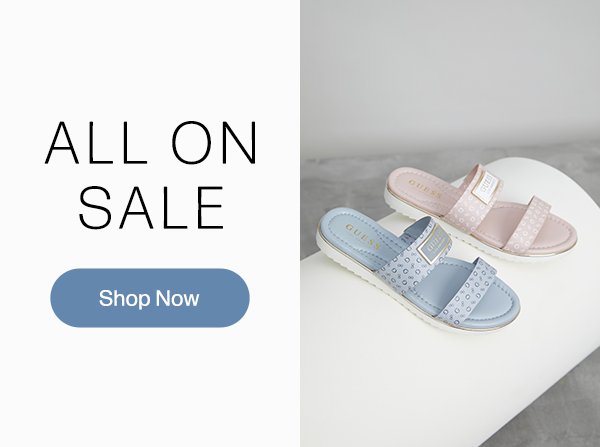 shoes on sale featuring flat sandals with two top straps in soft pastels