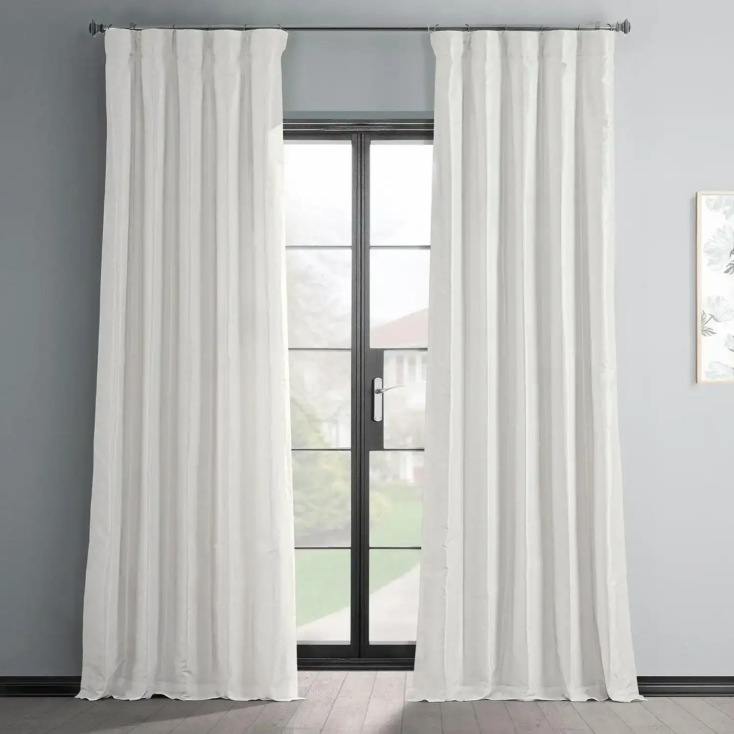 Image of Off White Vintage Textured Faux Dupioni Silk Curtain