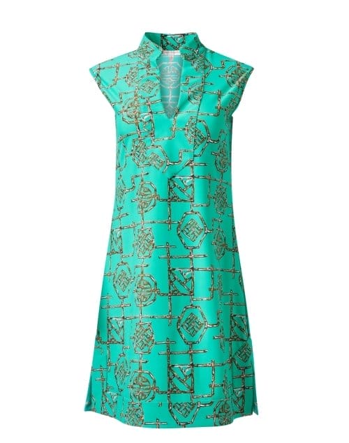 Kristen Green Bamboo Print Dress
