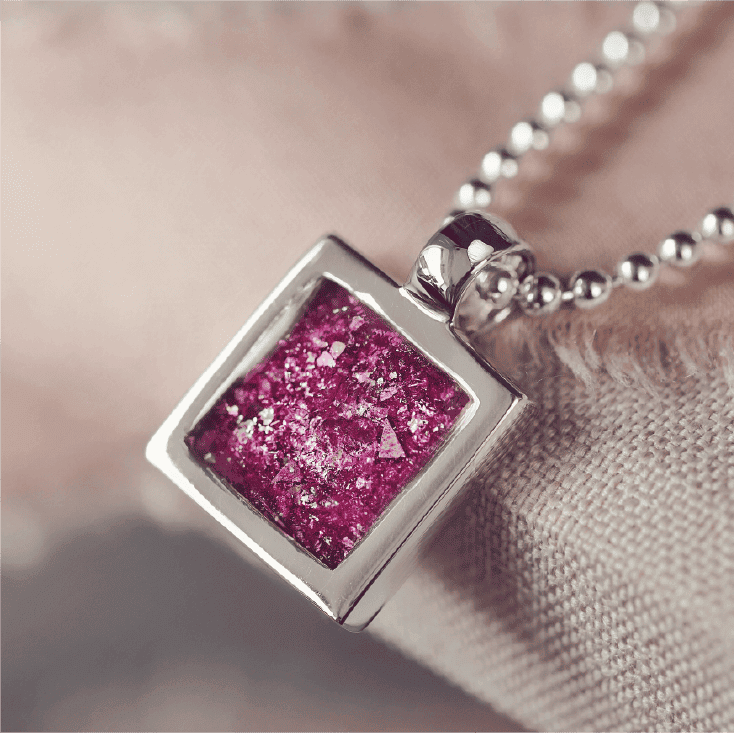 Cremation Ashes Square Pendant Necklace