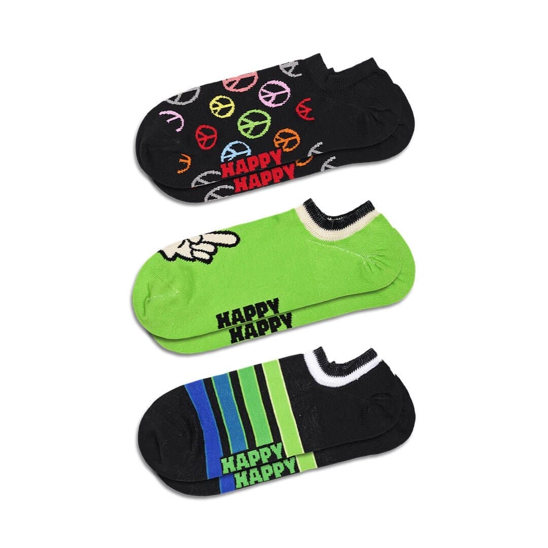 3-Pack Peace Sign No Show Socks