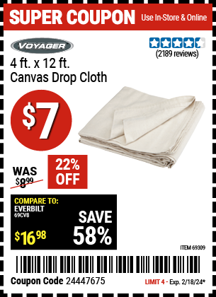 VOYAGER 4 x 12 Canvas Drop Cloth