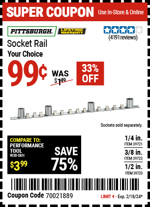 PITTSBURGH: 3/8 in. Socket Rail