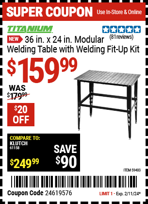 TITANIUM: 36 in. x 24 in. Modular Welding Table with Welding Fit-Up Kit - coupon