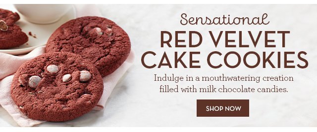 Sensational Red Velvet Cake Cookies - Indulge in a mouthwatering creation filled with milk chocolate candies.