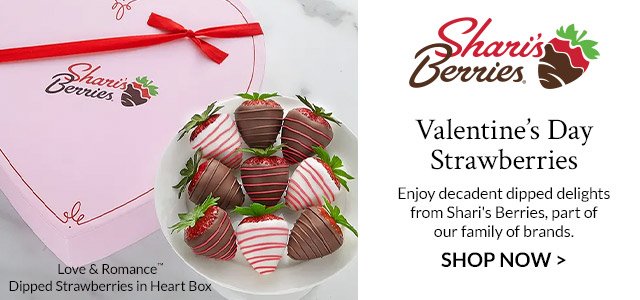 Valentine's Day Strawberries - Enjoy decadent dipped delights from Shari's Berries, part of our family of brands.