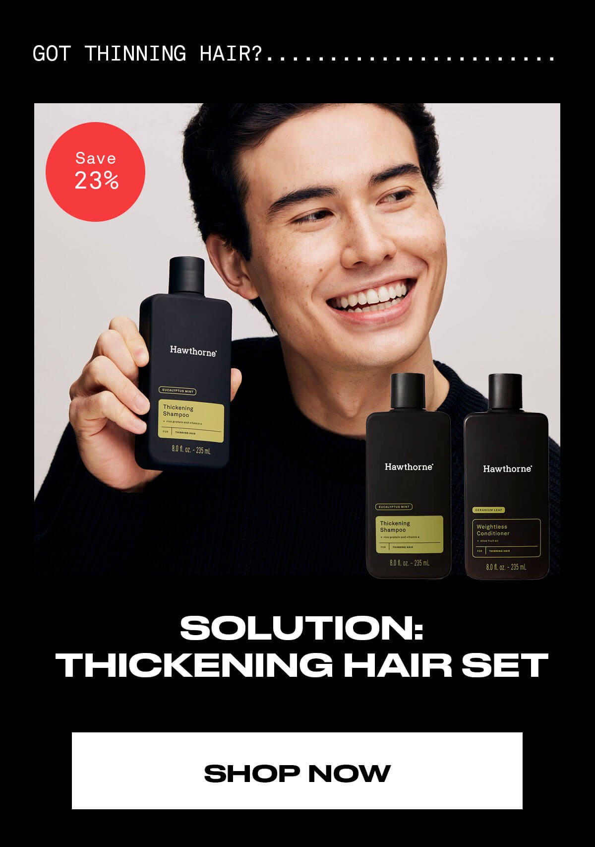 GOT THINKING HAIR?......... SOLUTION: THICKENING HAIR SET SHOP NOW