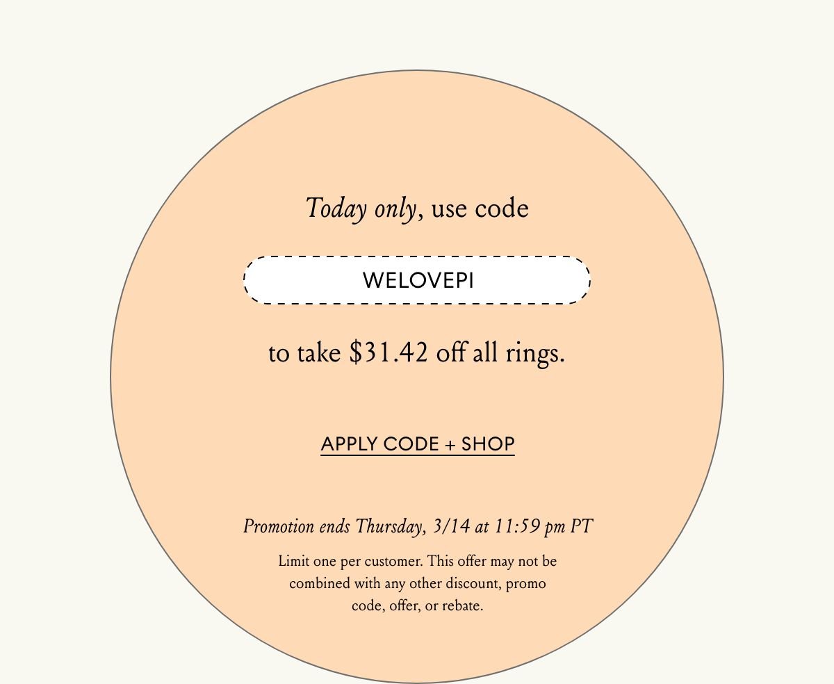 Take \\$31.42 Off Rings w/ Code WELOVEPI