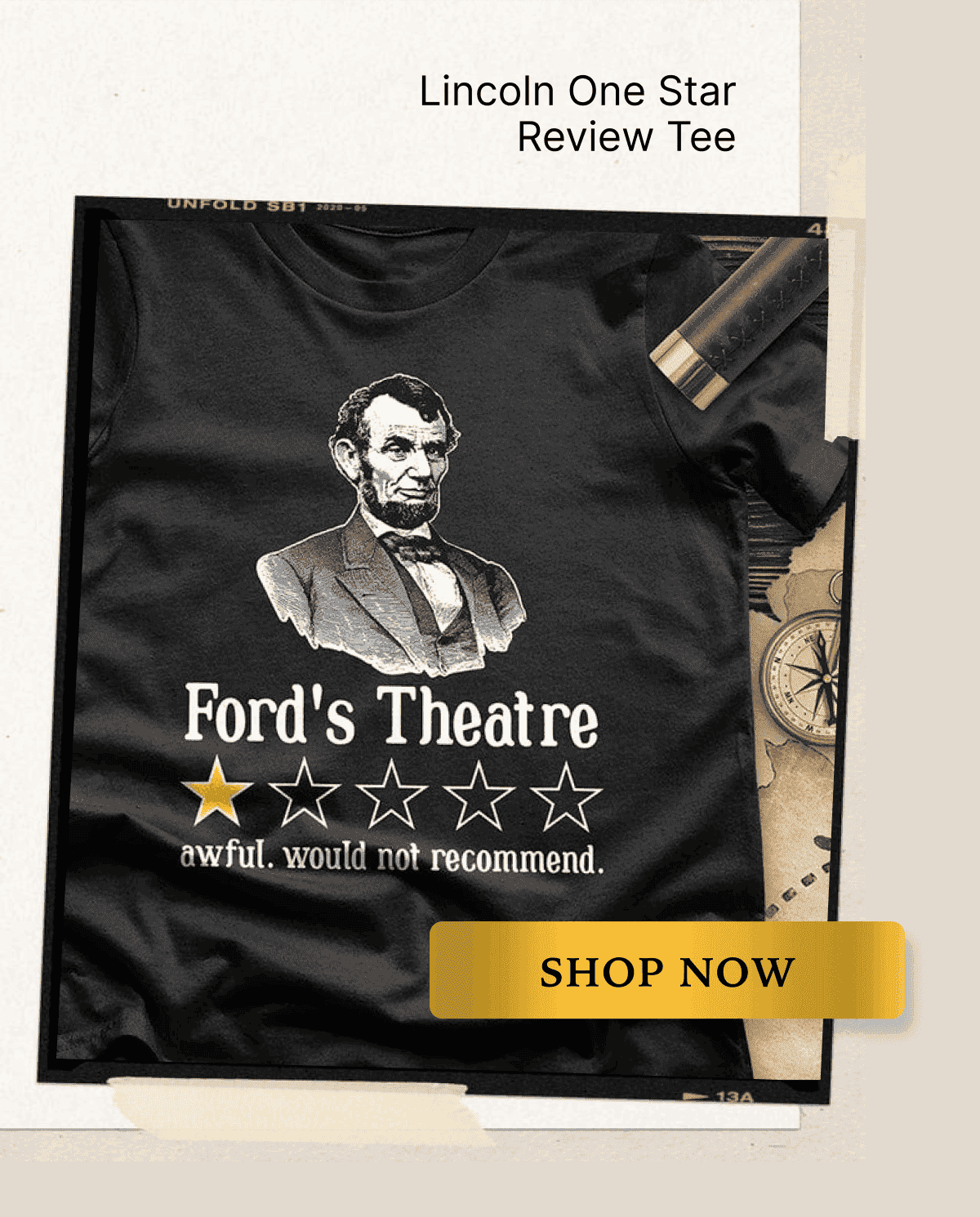 [Featured image of black tee with review of Ford’s Theatre]