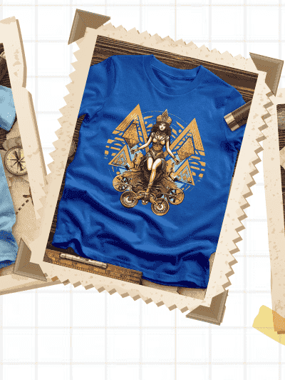 [Featured image of royal blue Aztec Women tee]