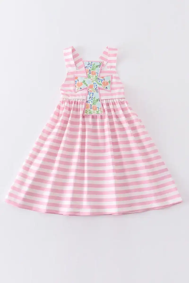pink-stripe-easter-cross-applique-dress
