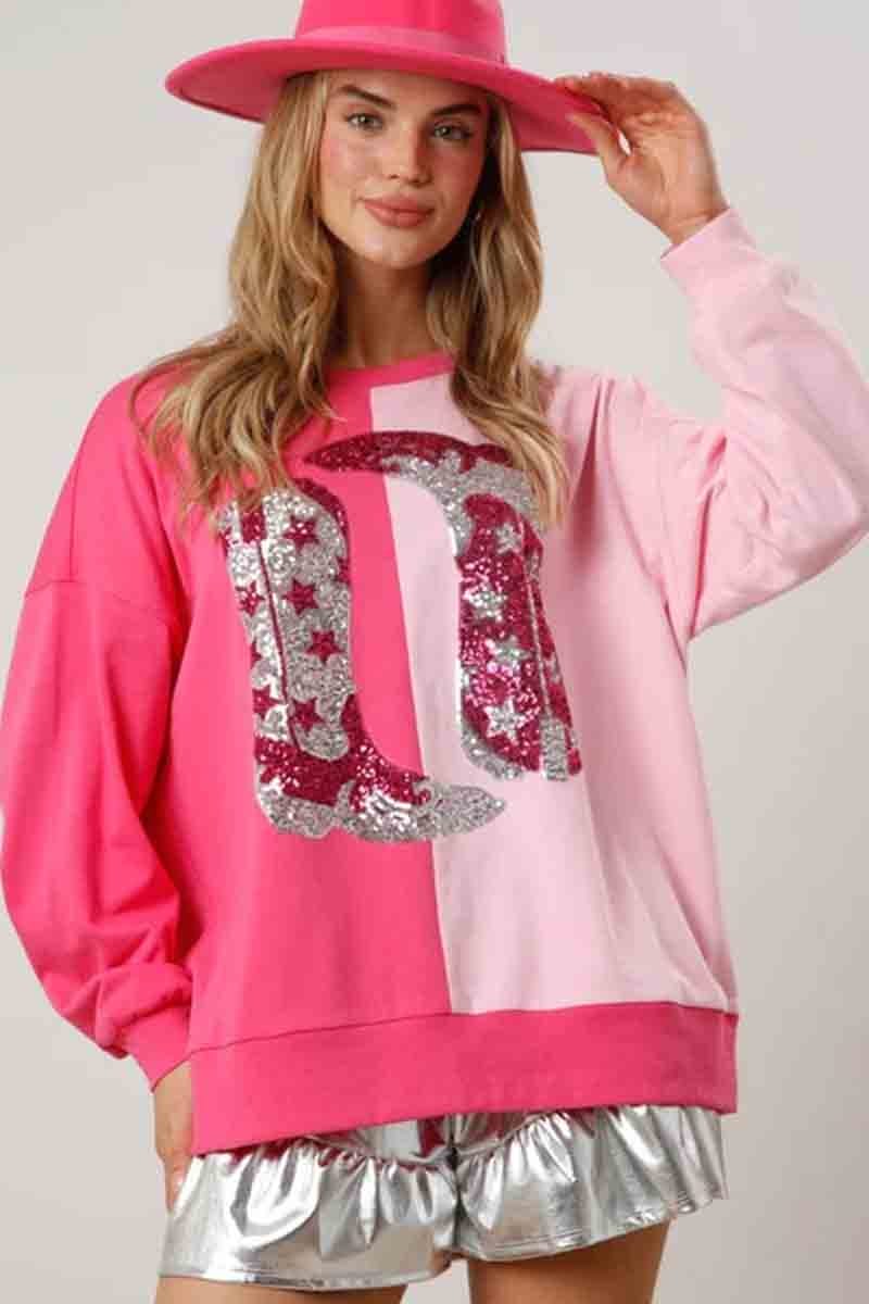 pink-valentines-day-sequins-boots-sweatshirt-for-adult