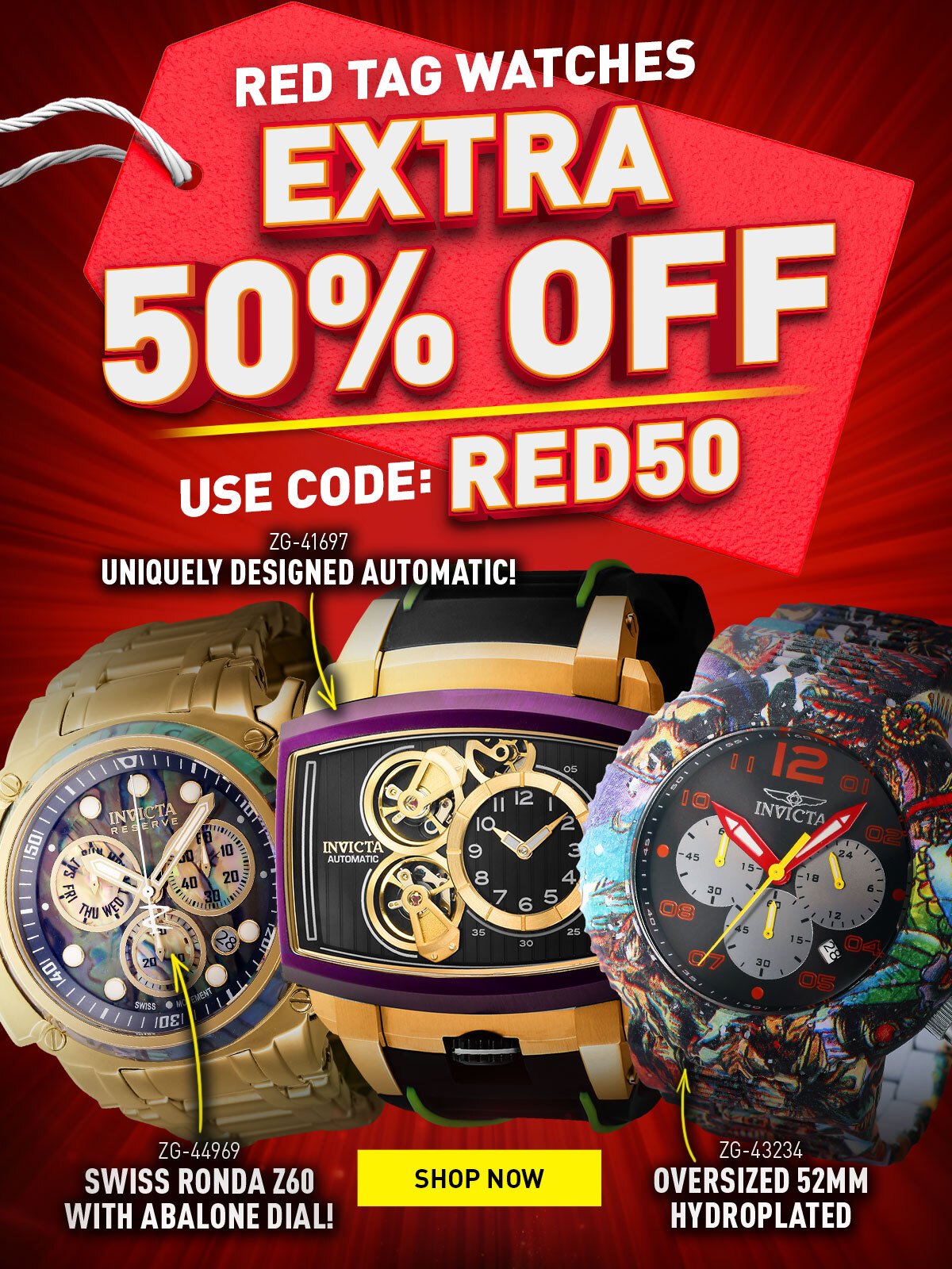 Red tag watches - Extra 50% off