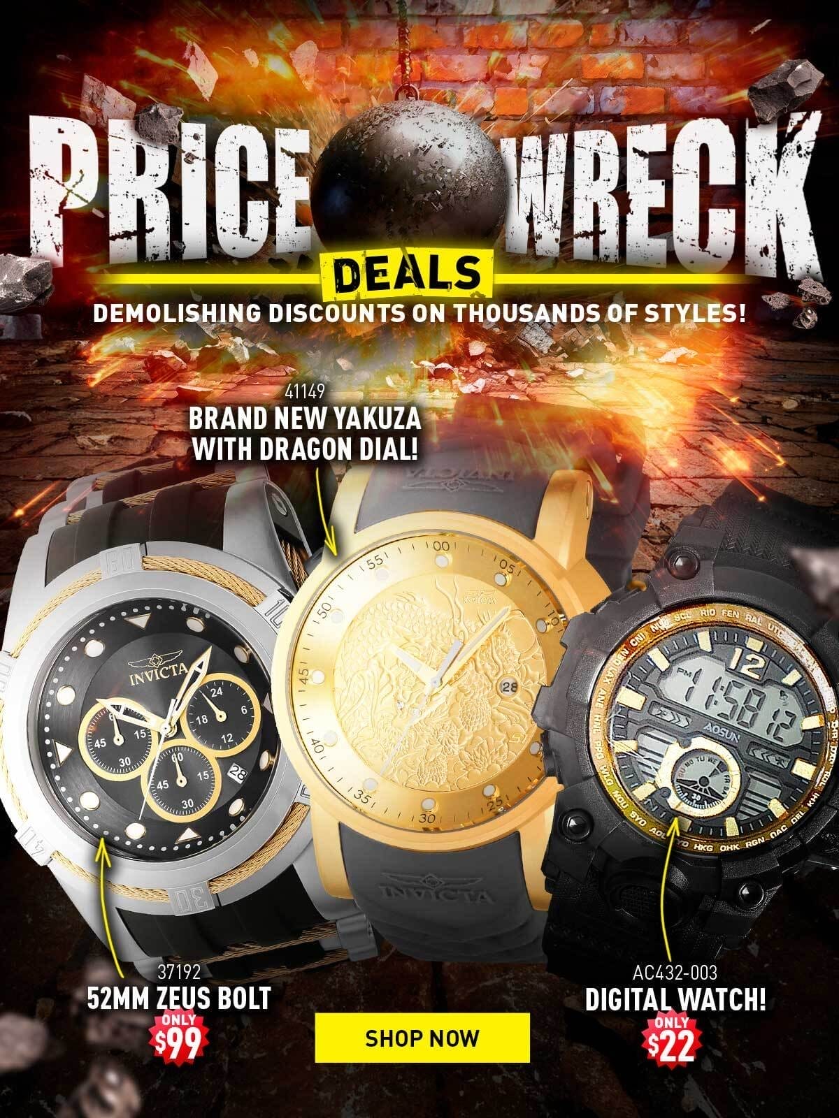 Price Wreck Deals - Demolishing discounts on thousands of styles!
