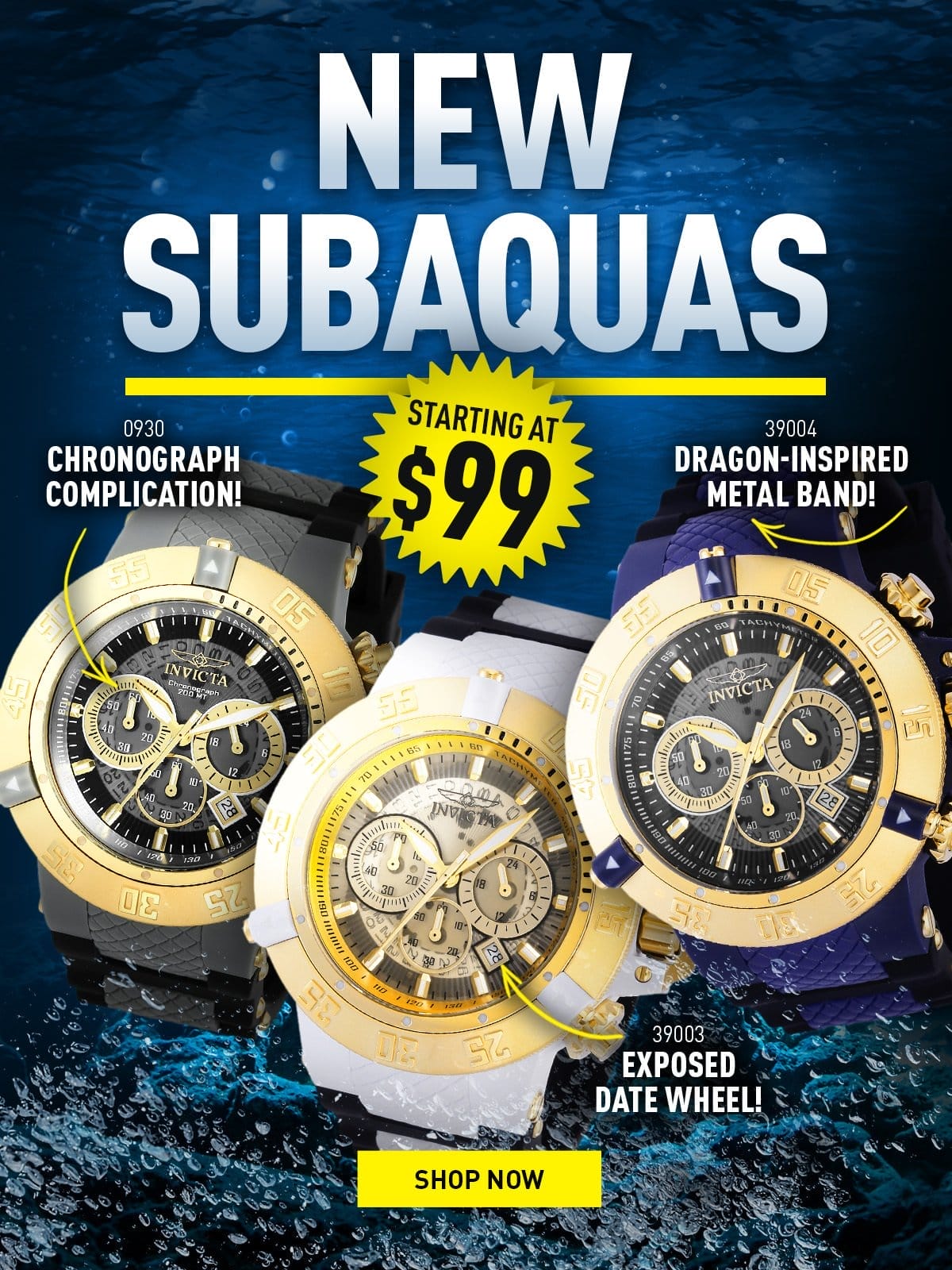 New subaquas - Starting at \\$99
