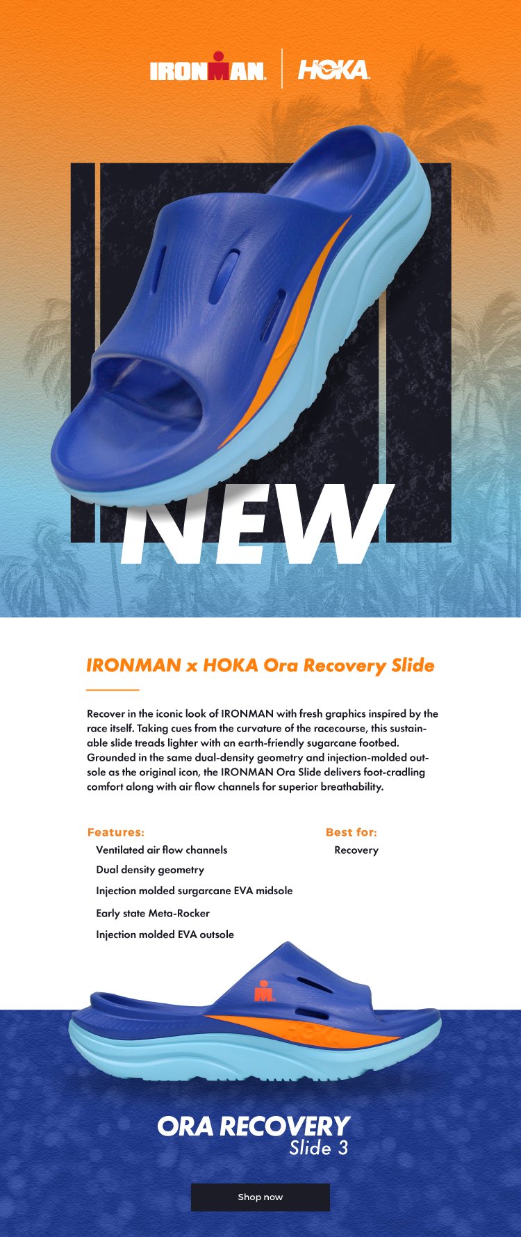IRONMAN | HOKA. NEW. Ora Recovery Slide.