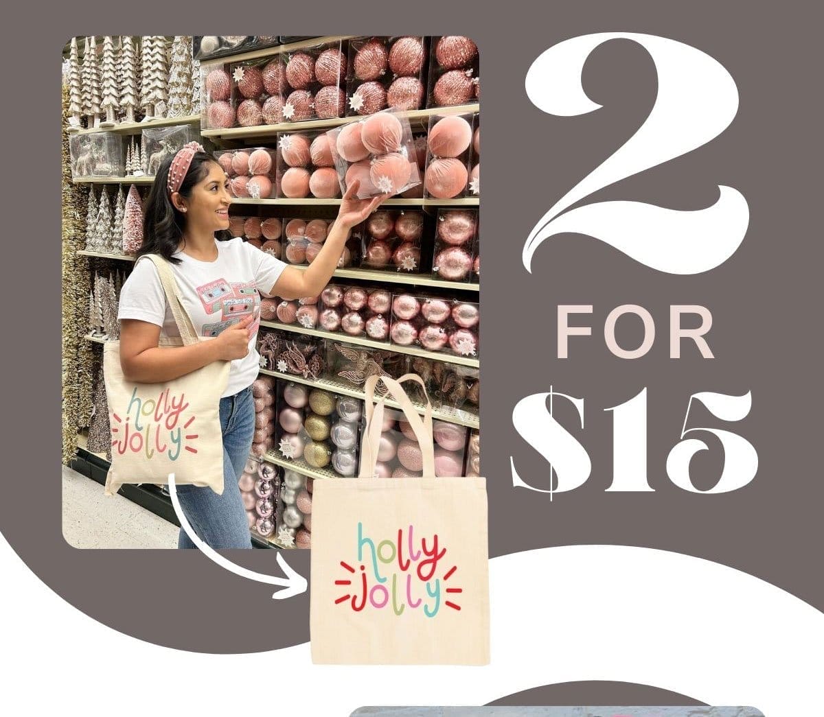 2 for \\$15 reusable gift bags