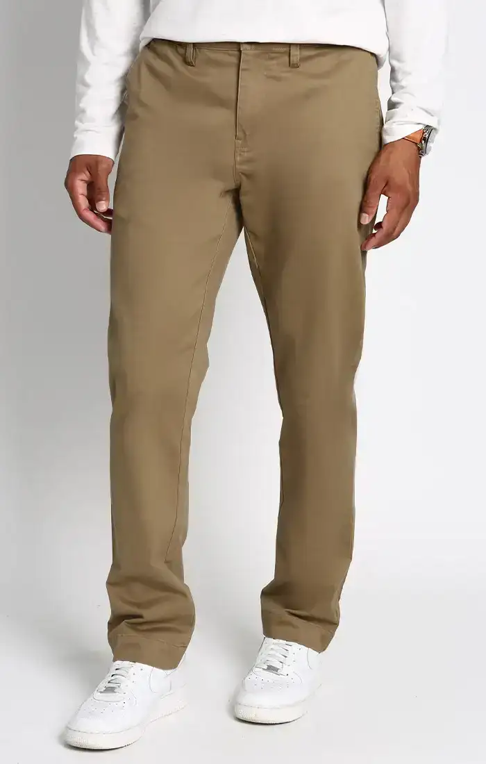 Image of Dark Khaki Bowie Straight Fit Stretch Sateen Chino Pant