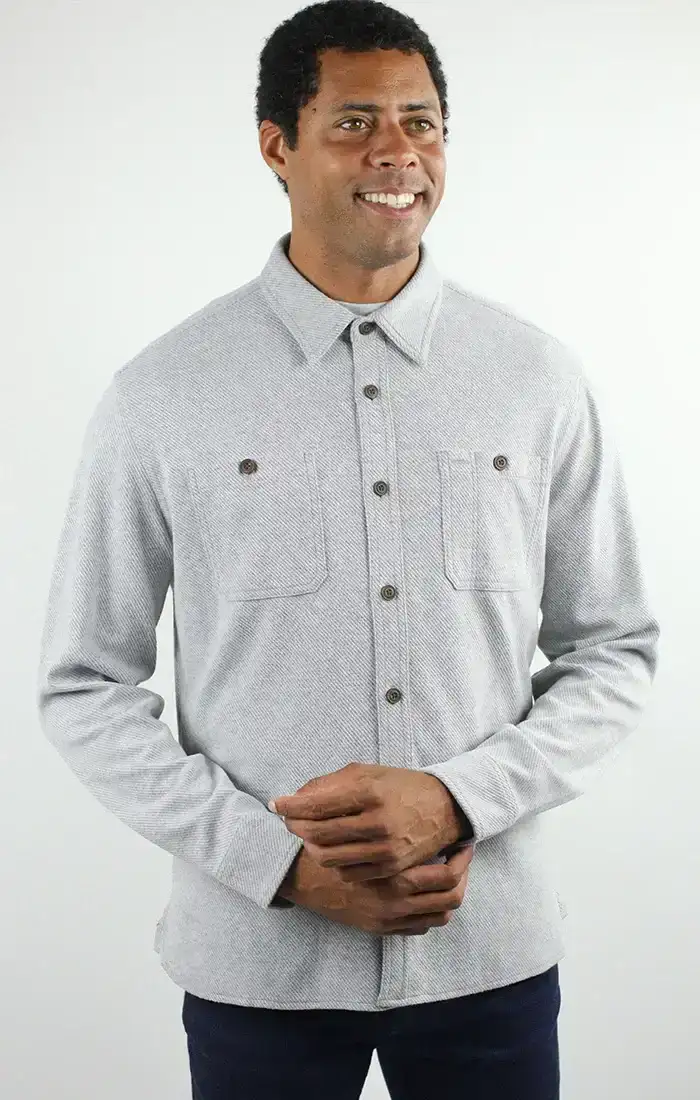 Image of Light Grey Knit Flannel Shirt