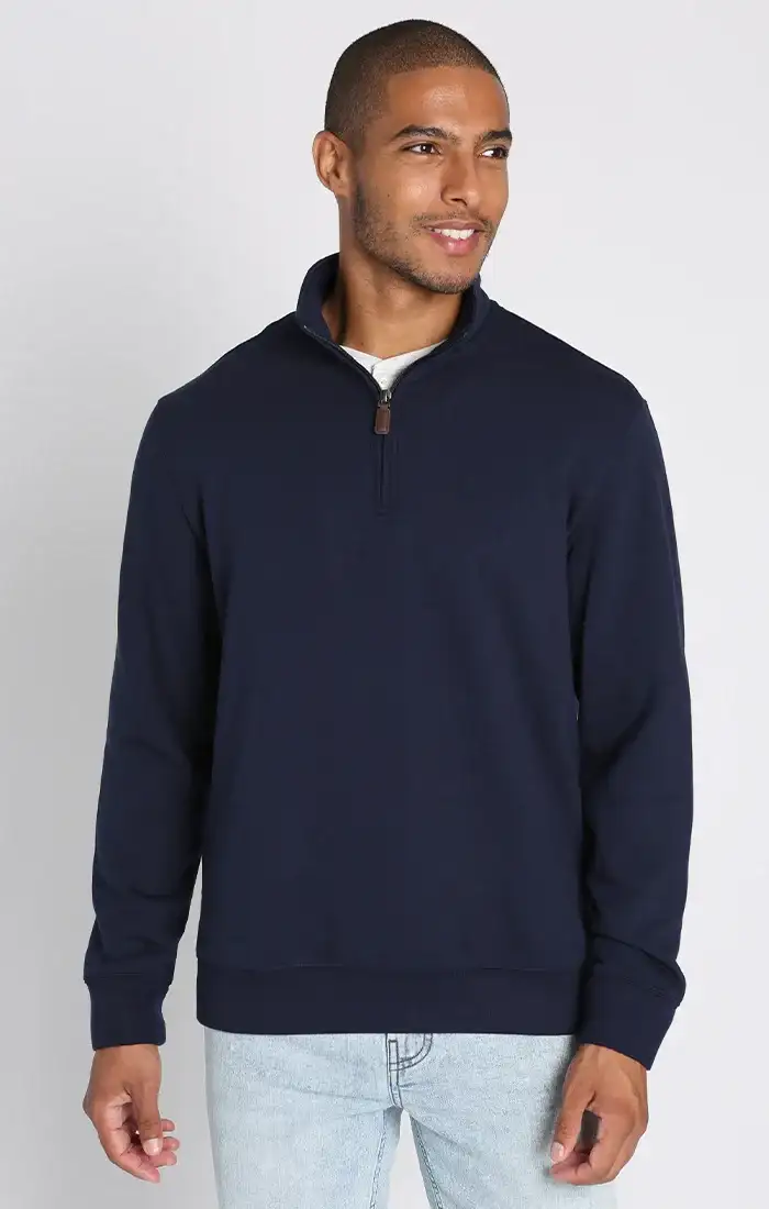 Image of Navy Quarter Zip Soft Touch Fleece Pullover