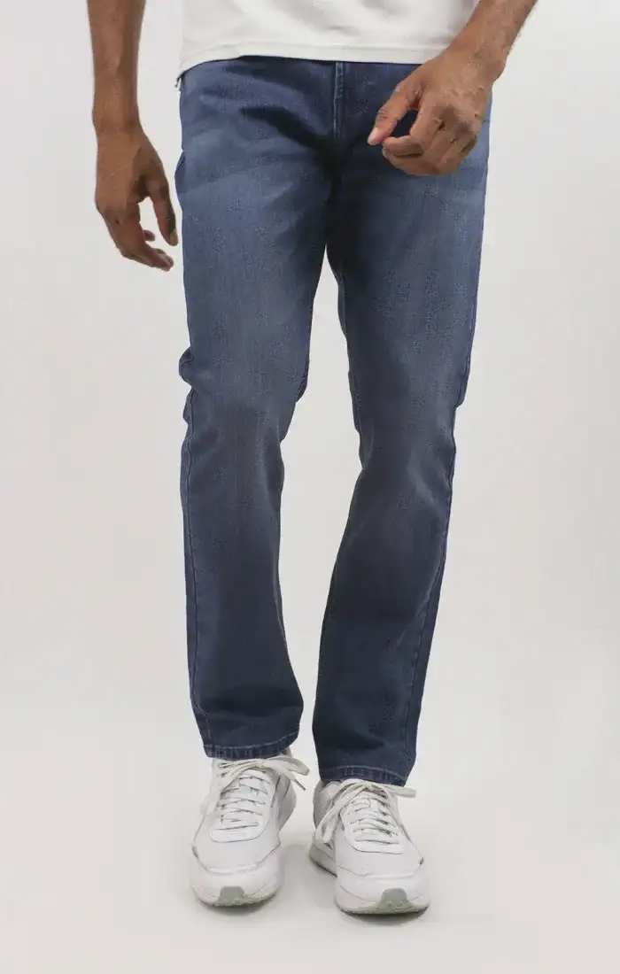 Image of Mid Wash Straight Fit Stretch Crown Denim