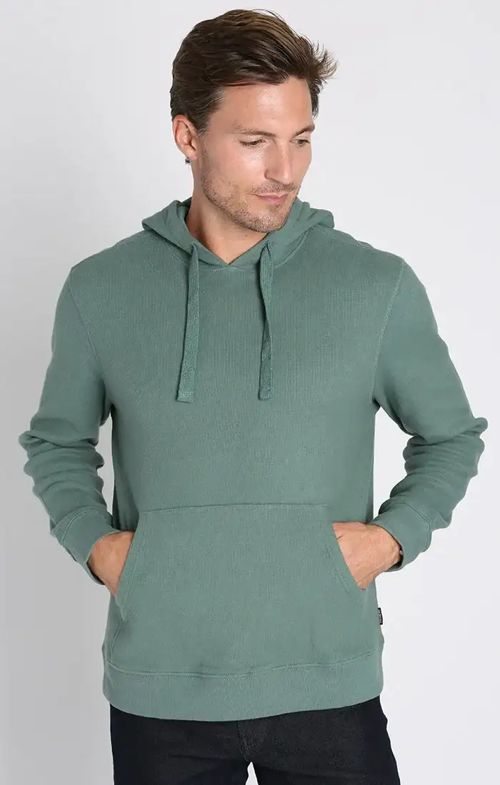Image of Green Bedford Brushed Waffle Hoodie