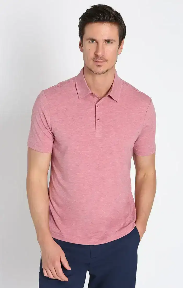Image of Red Stretch Poly Viscose Soft Polo
